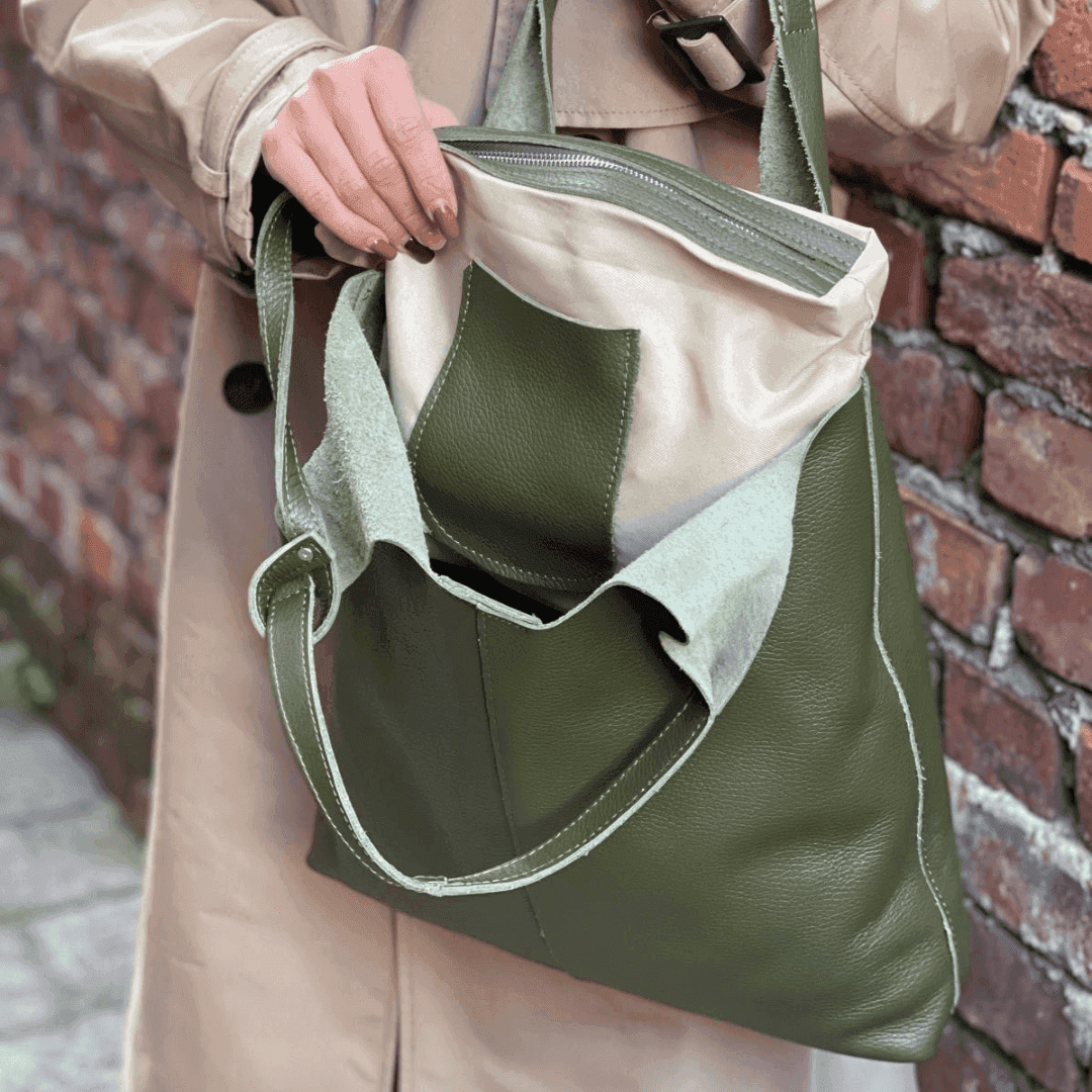 Geantă tip sac cu imprimeu din piele naturală Anelia - auriu