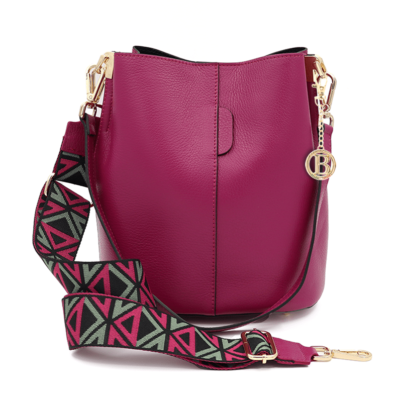 Geantă de damă din piele naturală cu 2 mânere Alba - fucsie