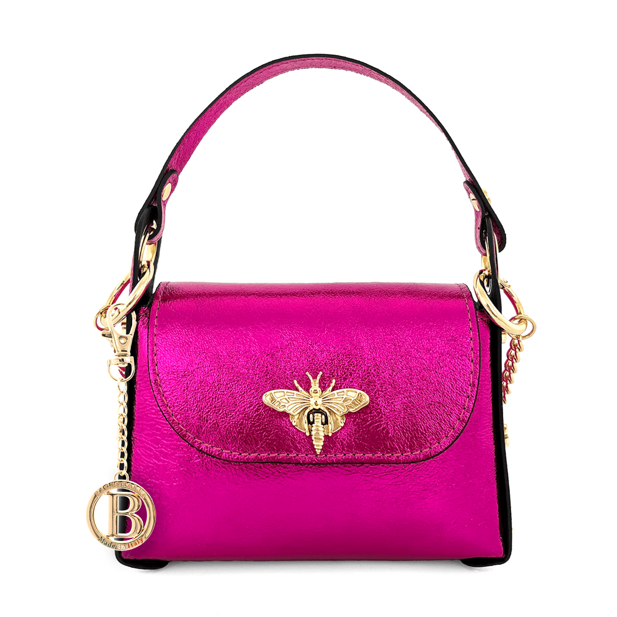 Geantă din piele naturală cu 2 mânere pentru damă Alena - fucsie