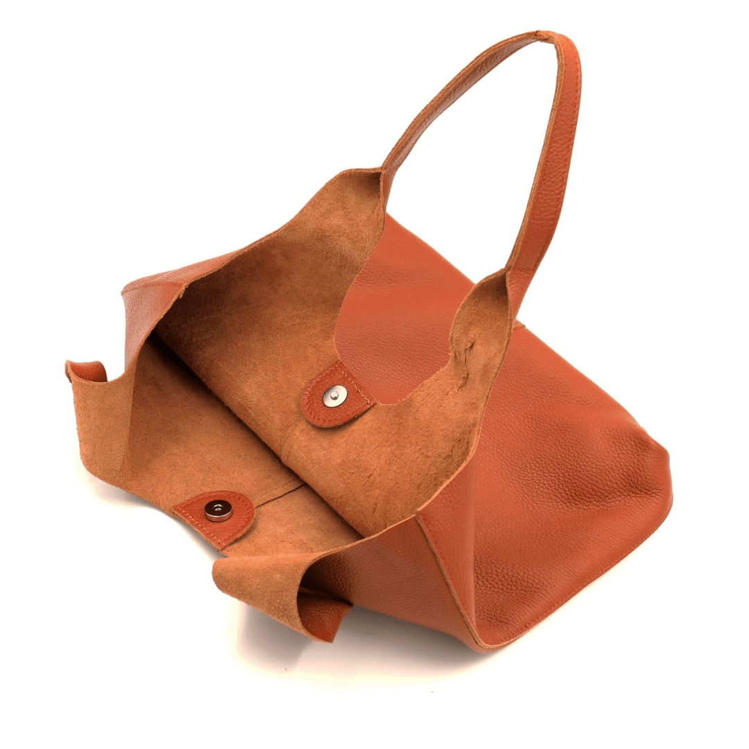 Geantă tip sac din piele naturală Anelia - maro cărămiziu