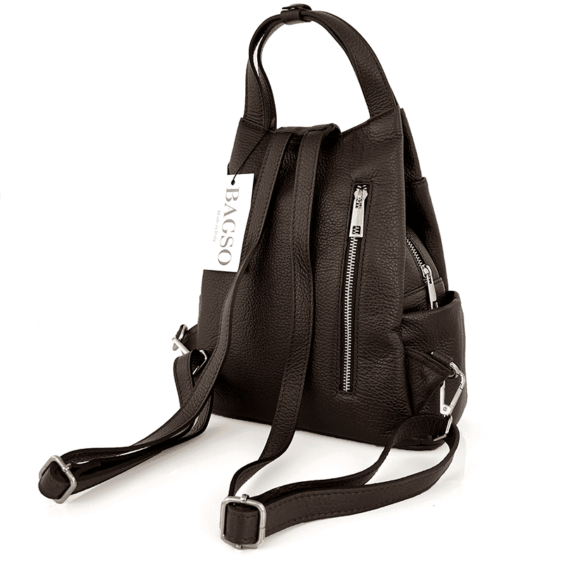 Rucsac din piele naturală Lara - maro închis