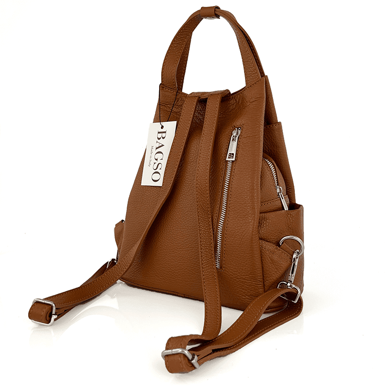 Rucsac din piele naturală Lara - maro cărămiziu