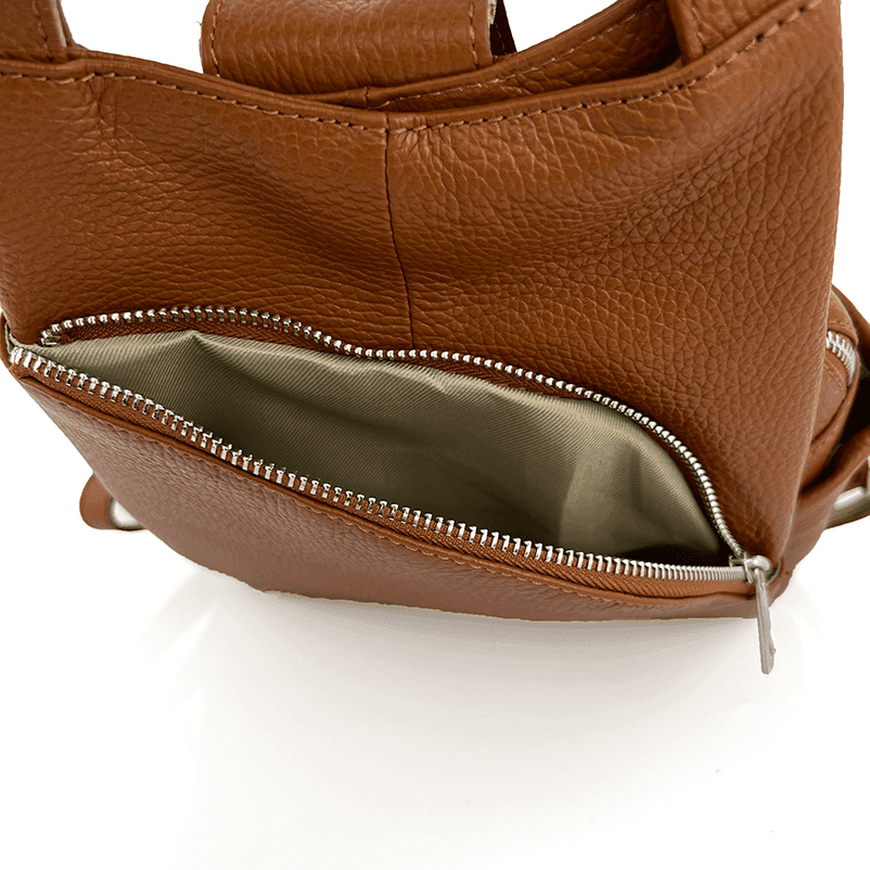 Rucsac din piele naturală Lara - maro cărămiziu