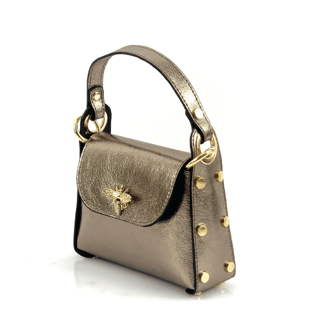 Geantă din piele naturală cu 2 mânere pentru damă Alena - maro