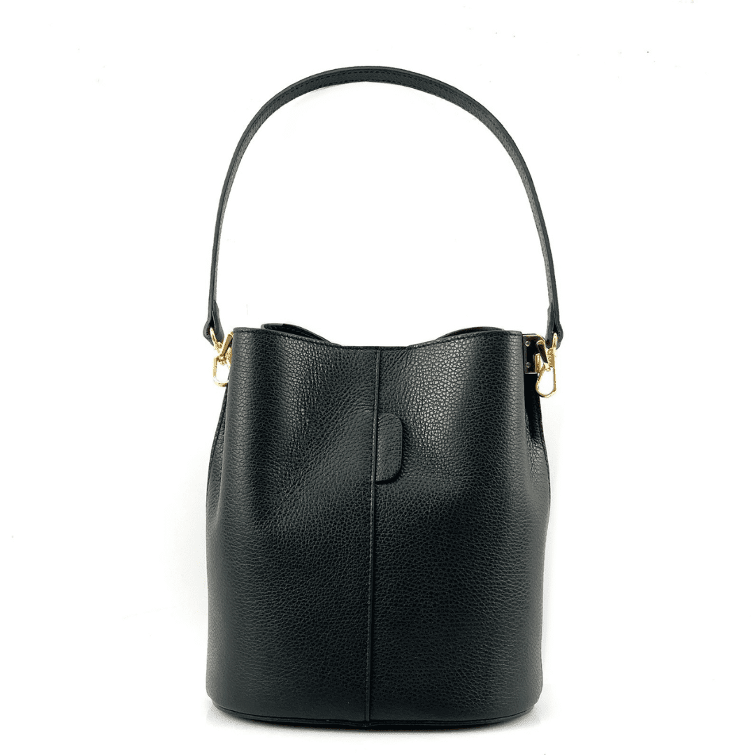 Geantă de damă din piele naturală cu 2 mânere Alba - negru