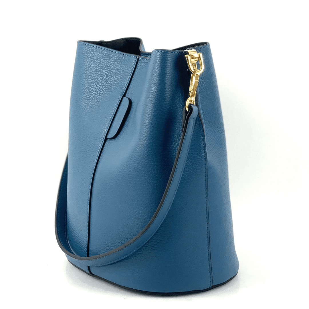 Geantă de damă din piele naturală cu 2 mânere Alba - albastru
