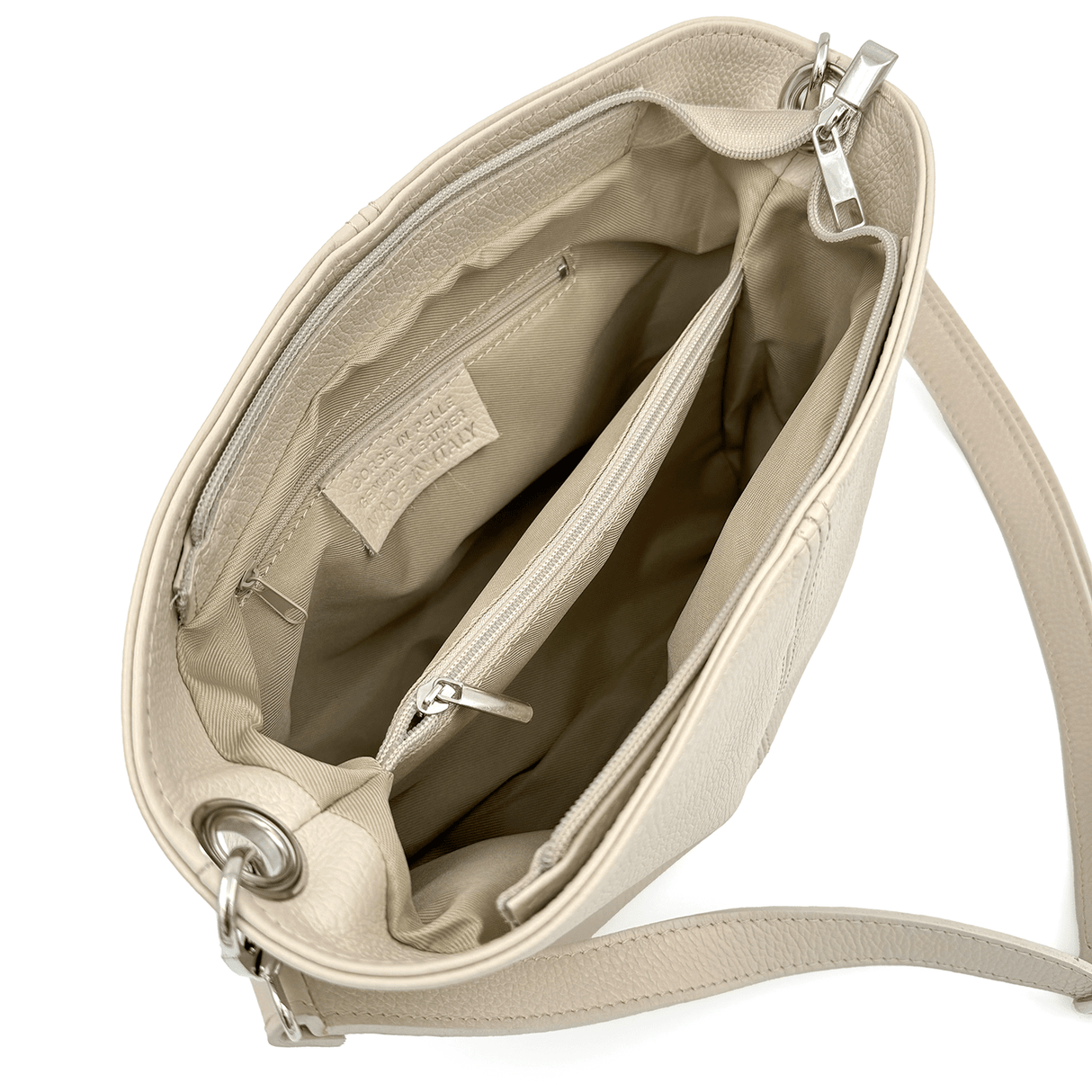 Geantă de umăr din piele naturală Kika - bej