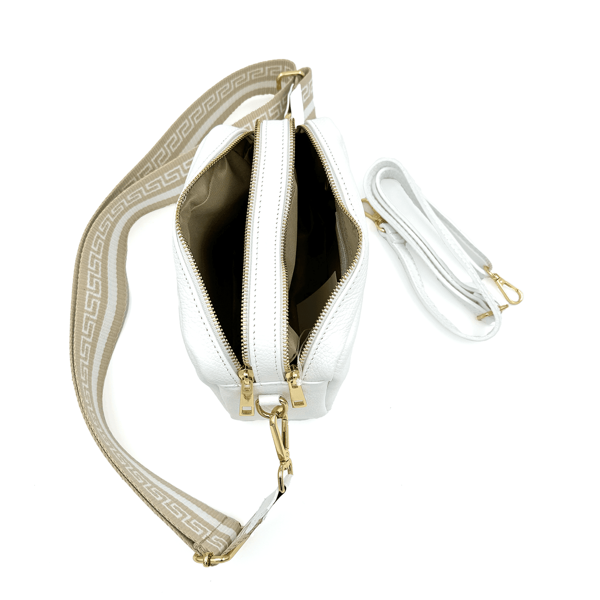 Geantă din piele naturală cu 2 mânere pentru damă Noma - alb