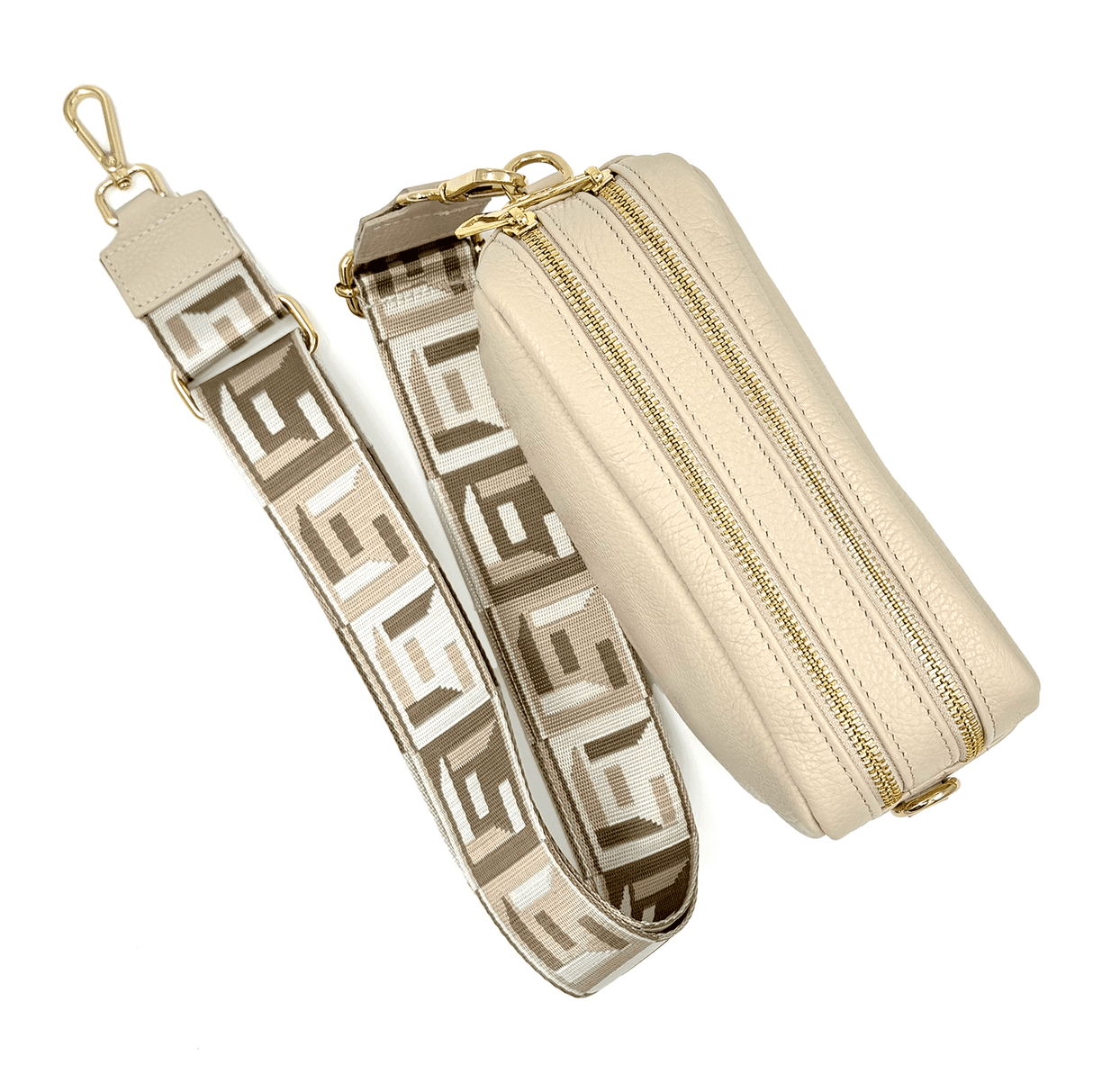 Geantă din piele naturală cu 2 mânere pentru damă Noma - bej