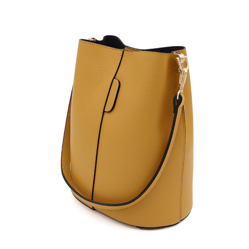 Geantă de damă din piele naturală cu 2 mânere Alba - muștar