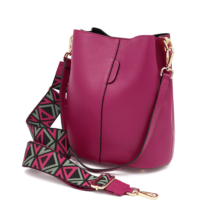 Geantă de damă din piele naturală cu 2 mânere Alba - fucsie