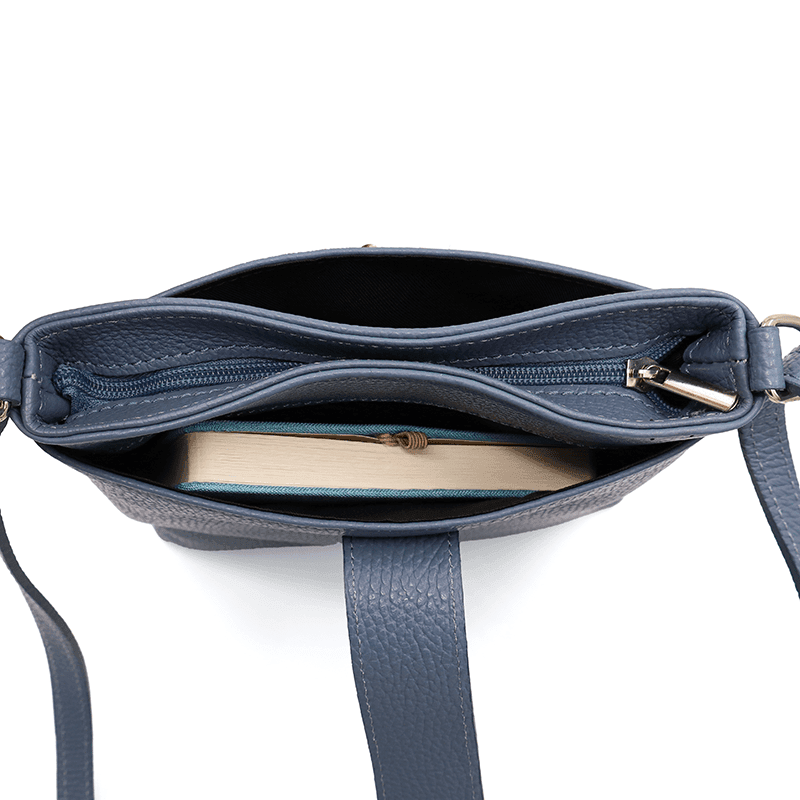 Geantă peste umăr din piele naturală Andria - albastru