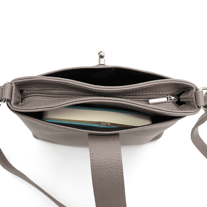 Geantă peste umăr din piele naturală Andria - gri