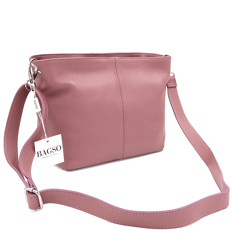 Geantă din piele naturală de umăr Kika - scrum de trandafiri