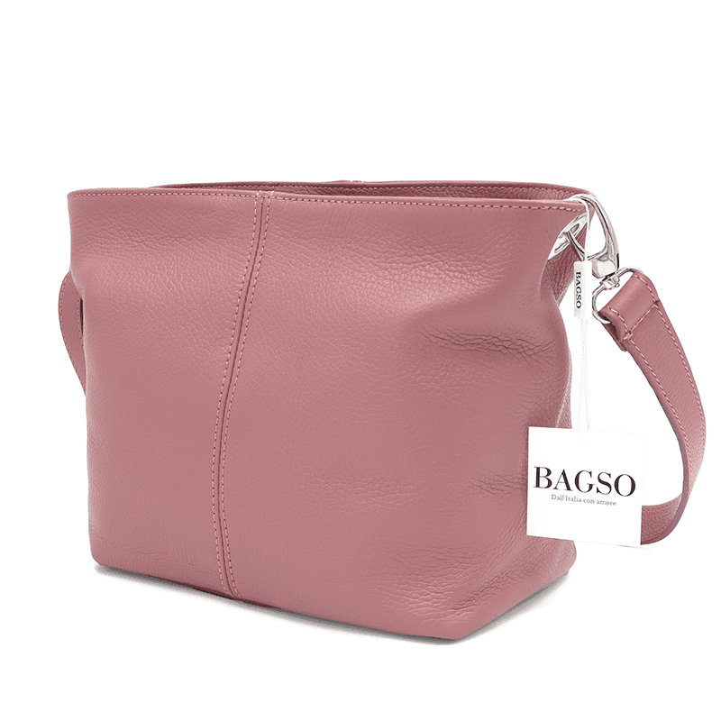 Geantă din piele naturală de umăr Kika - scrum de trandafiri