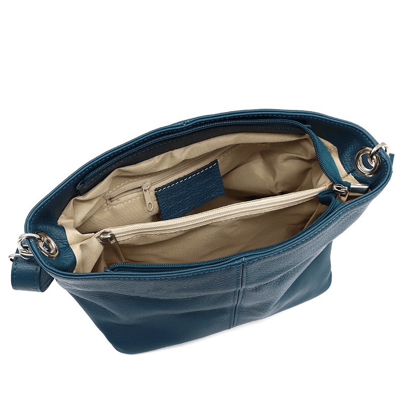 Geantă din piele naturală de umăr Kika - Albastru