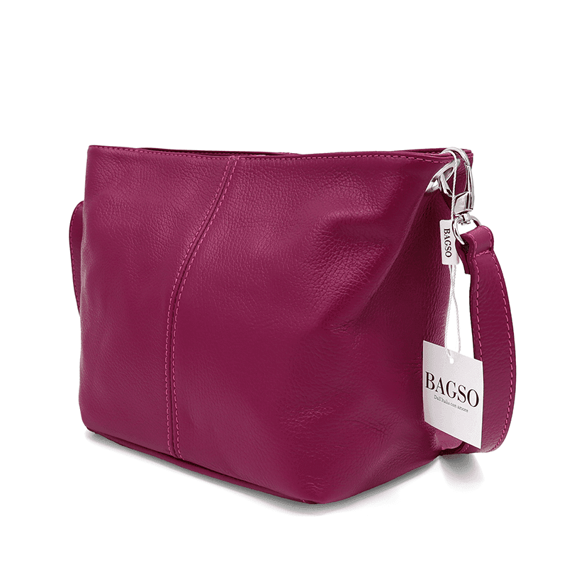 Geantă din piele naturală de umăr Kika - fucsie închis