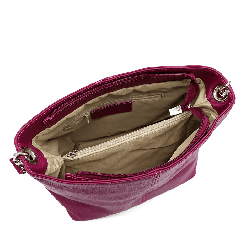 Geantă din piele naturală de umăr Kika - fucsie închis