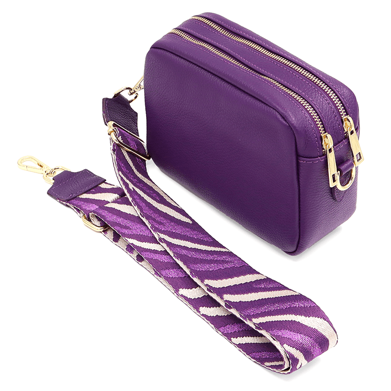 Geantă din piele naturală cu 2 mânere pentru damă Noma - mov