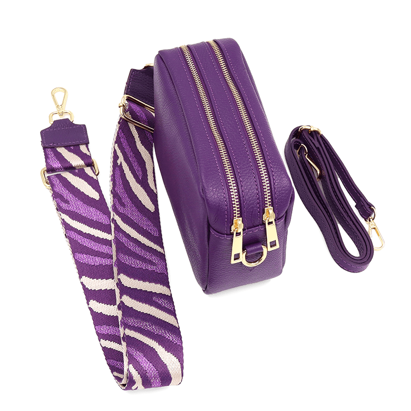 Geantă din piele naturală cu 2 mânere pentru damă Noma - mov