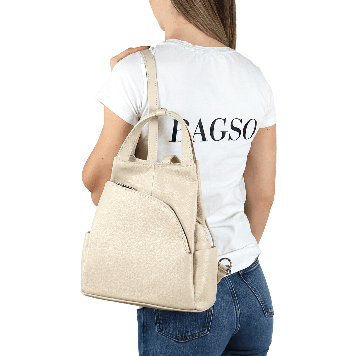 Rucsac din piele naturală Lara - verde