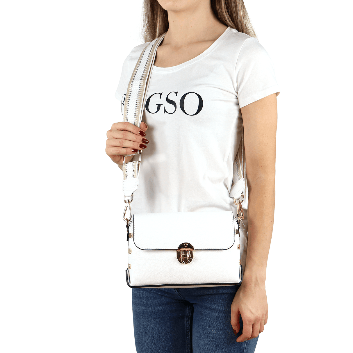 Geantă din piele naturală pentru damă Antoanella - alb