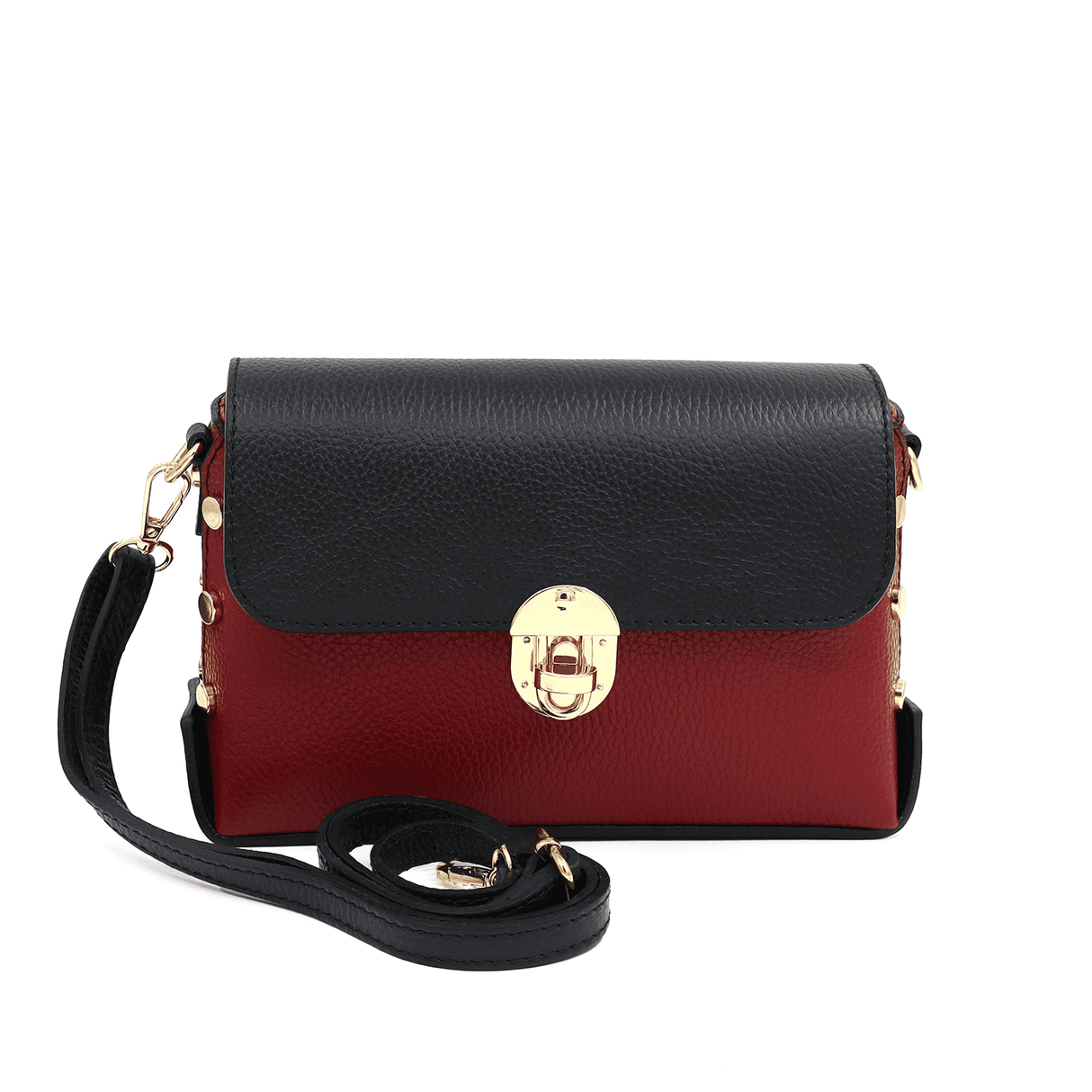 Geantă din piele naturală pentru damă Antoanella - roșu/negru