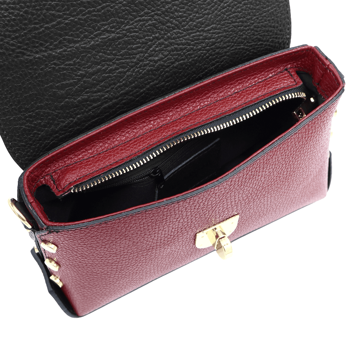 Geantă din piele naturală pentru damă Antoanella - roșu/negru