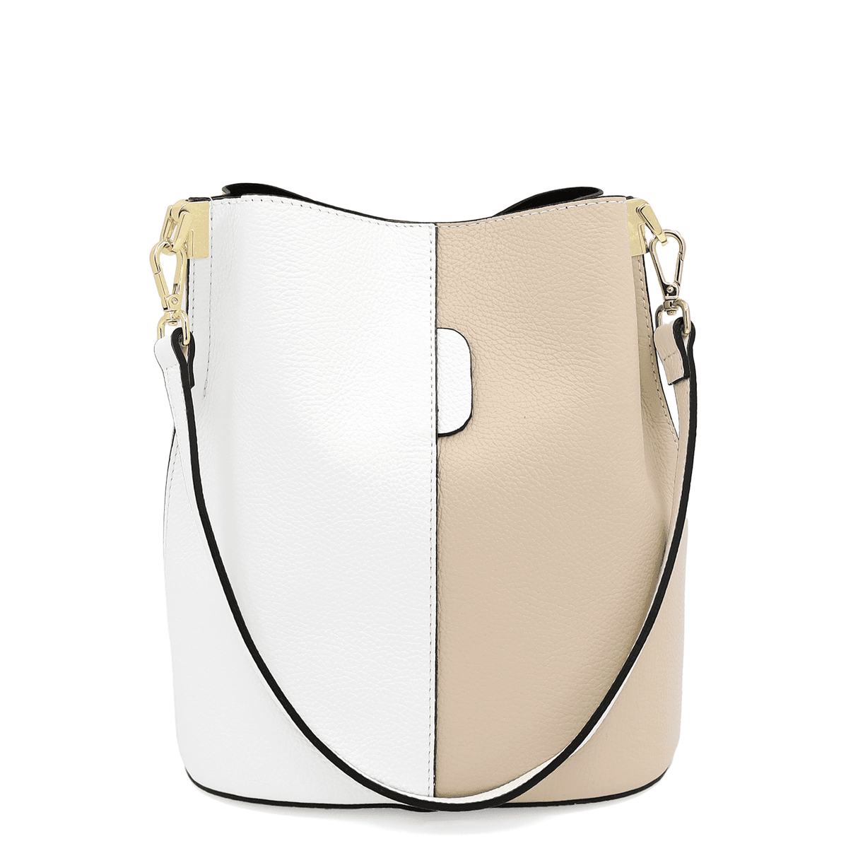 Geantă de damă din piele naturală cu 2 mânere Alba - alb/bej