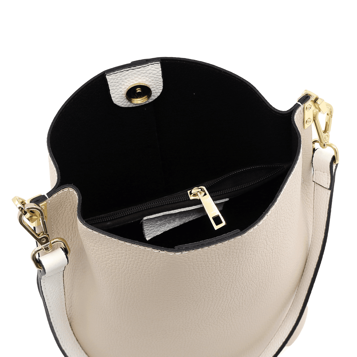 Geantă de damă din piele naturală cu 2 mânere Alba - alb/bej