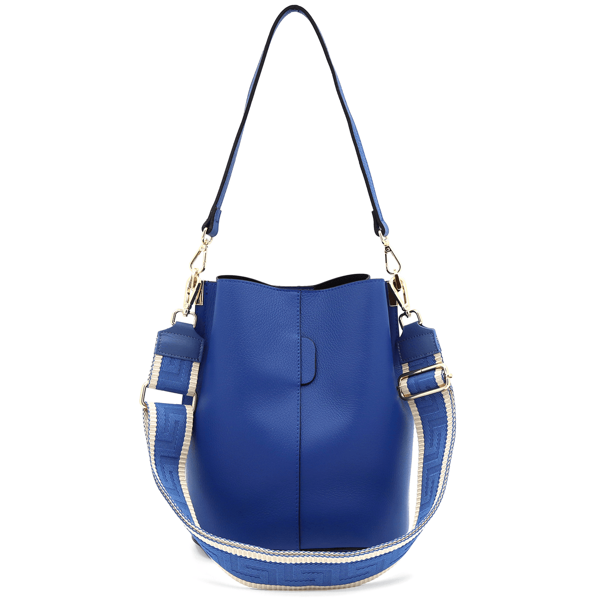 Geantă de damă din piele naturală cu 2 mânere Alba - albastru închis