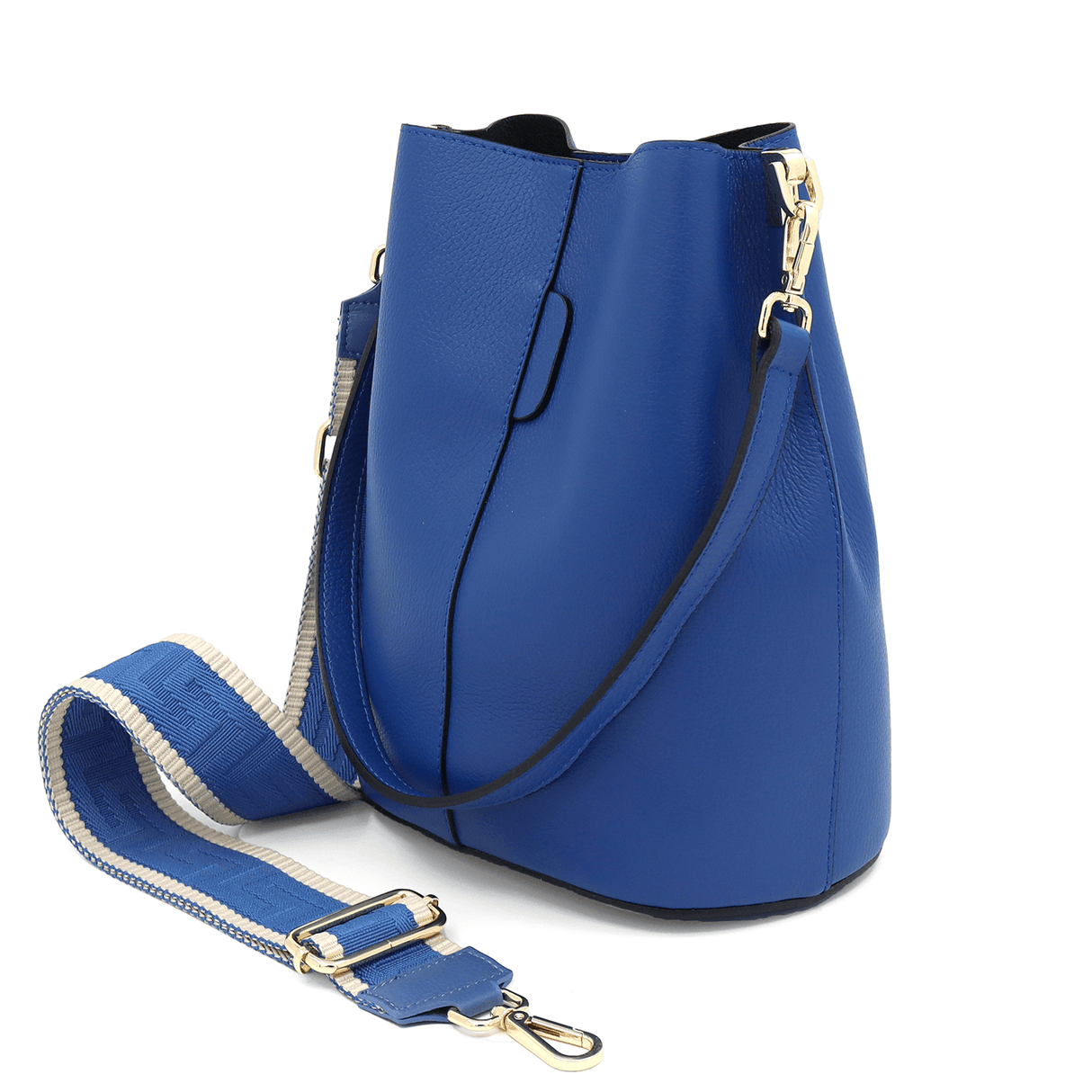 Geantă de damă din piele naturală cu 2 mânere Alba - albastru închis