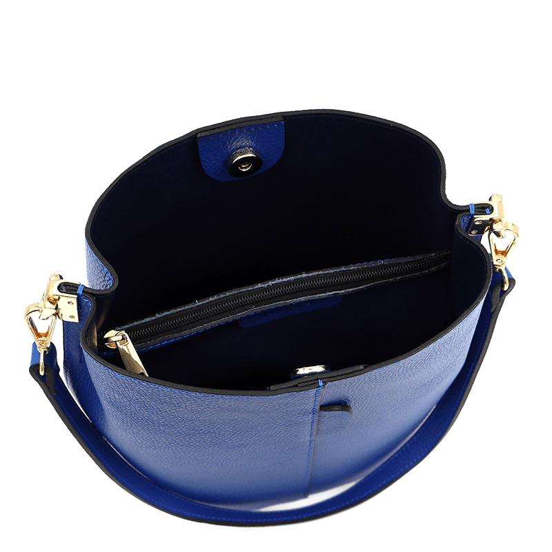 Geantă de damă din piele naturală cu 2 mânere Alba - albastru închis