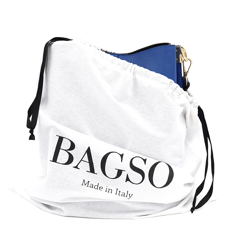 Geantă de damă din piele naturală cu 2 mânere Alba - albastru închis