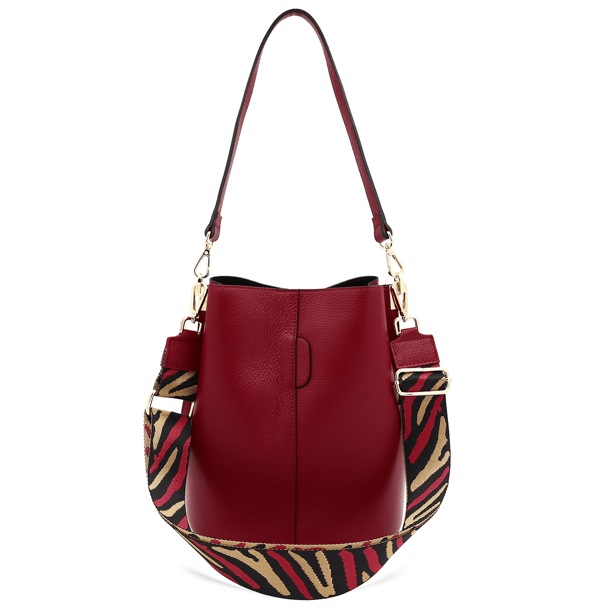 Geantă de damă din piele naturală cu 2 mânere Alba - roșu închis