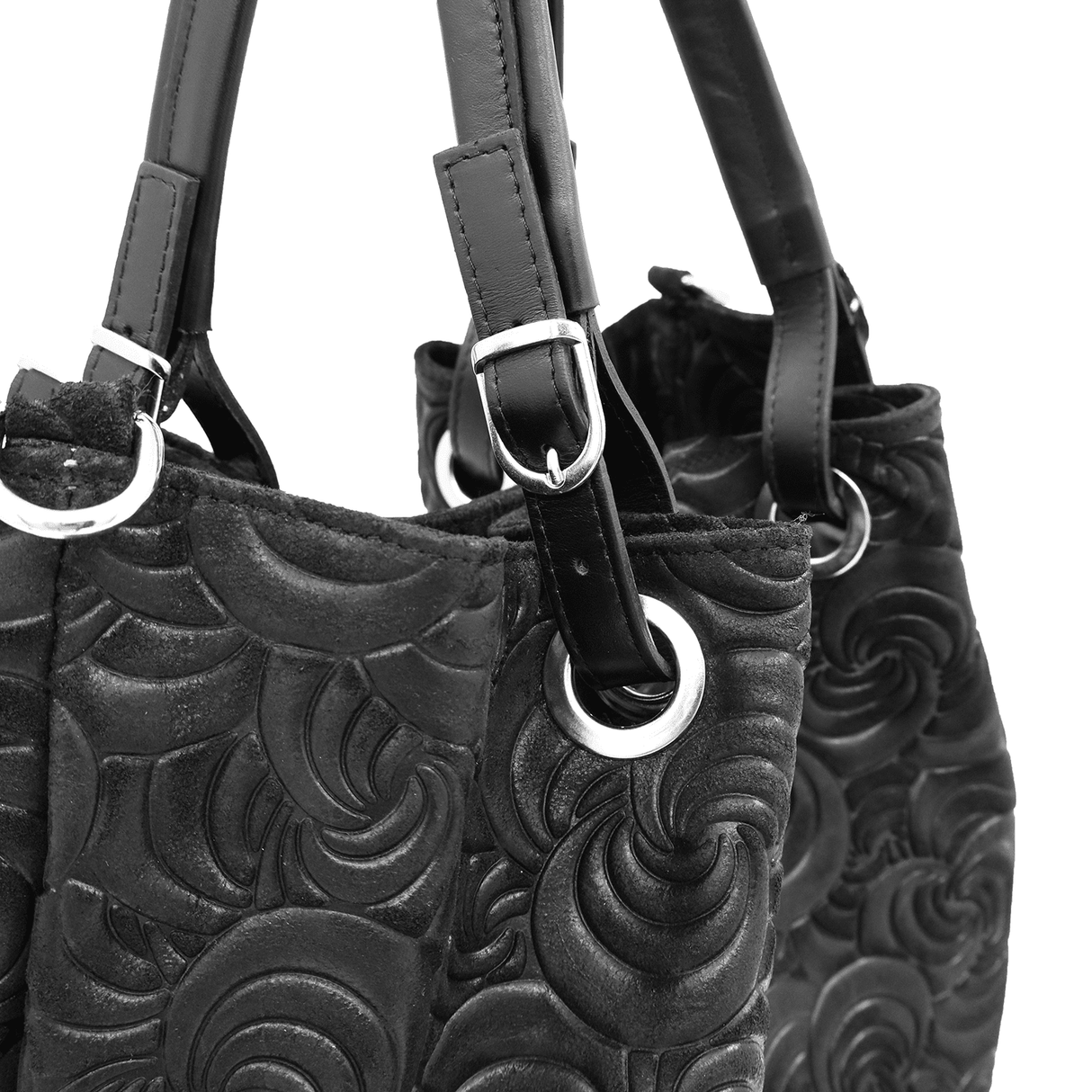 Geantă mare de damă din piele naturală - negru