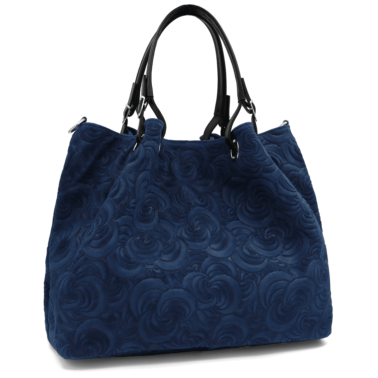 Geantă mare de damă din piele întoarsă naturală Rosie - albastru