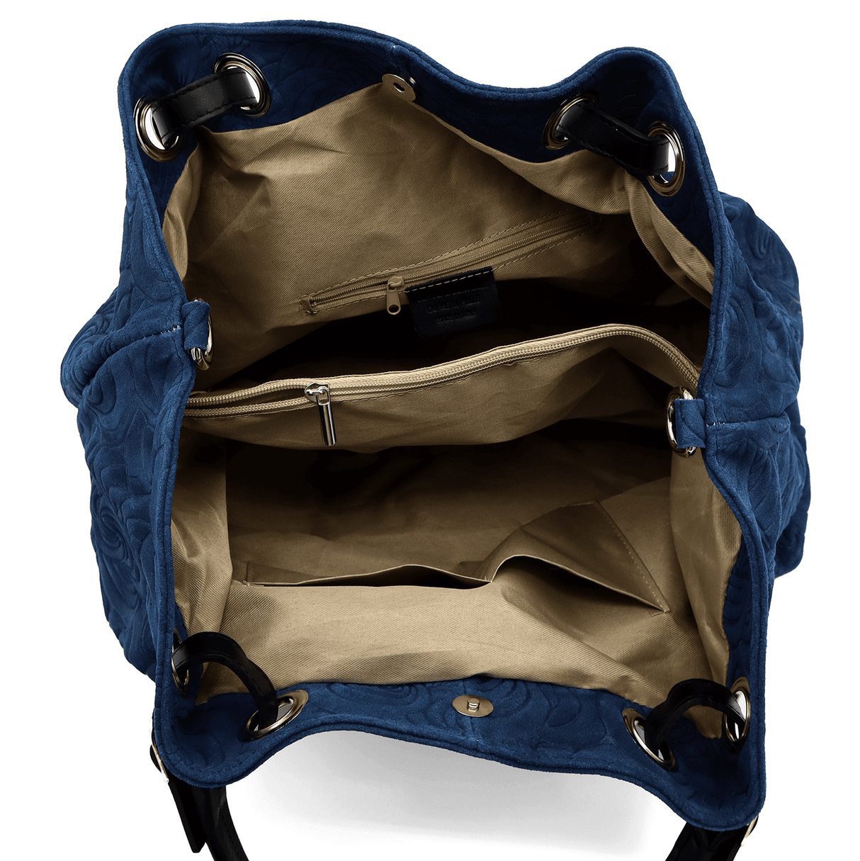 Geantă mare de damă din piele întoarsă naturală Rosie - albastru