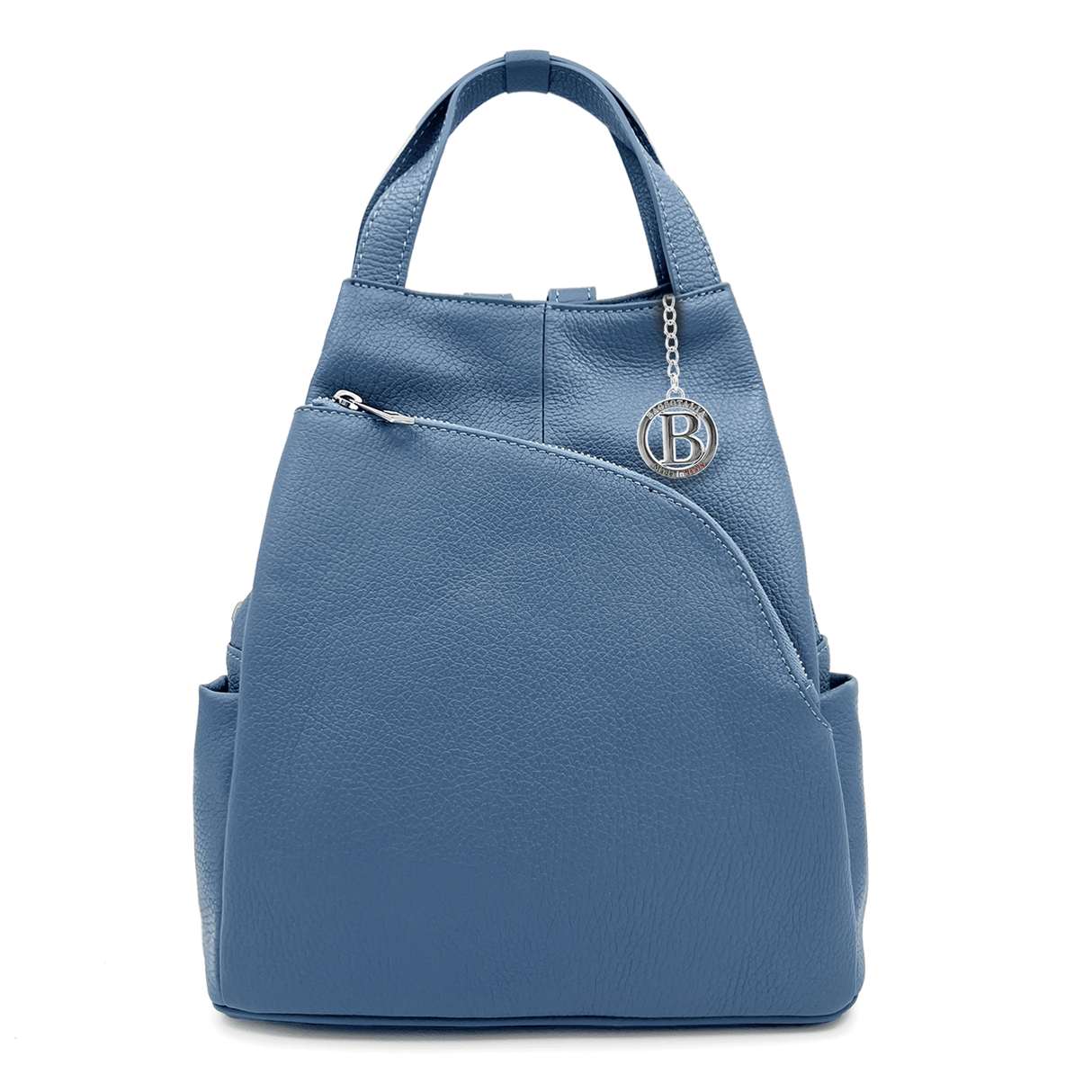 Rucsac din piele naturală Lara - albastru deschis