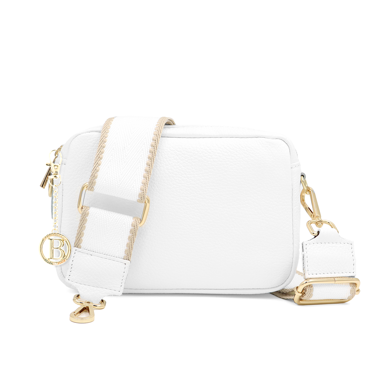 Geantă din piele naturală cu 2 mânere pentru damă Noma - alb