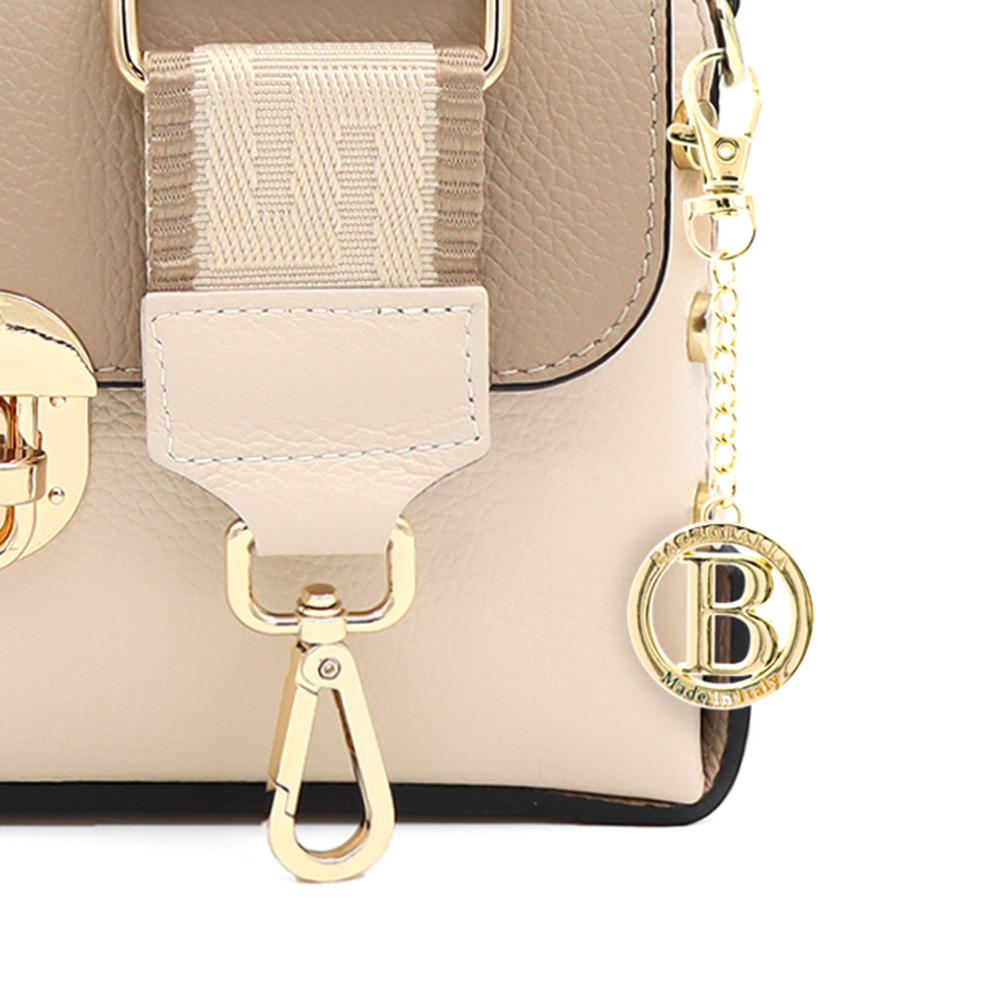 Geantă din piele naturală de umăr damă Antoanella - bej/maro deschis