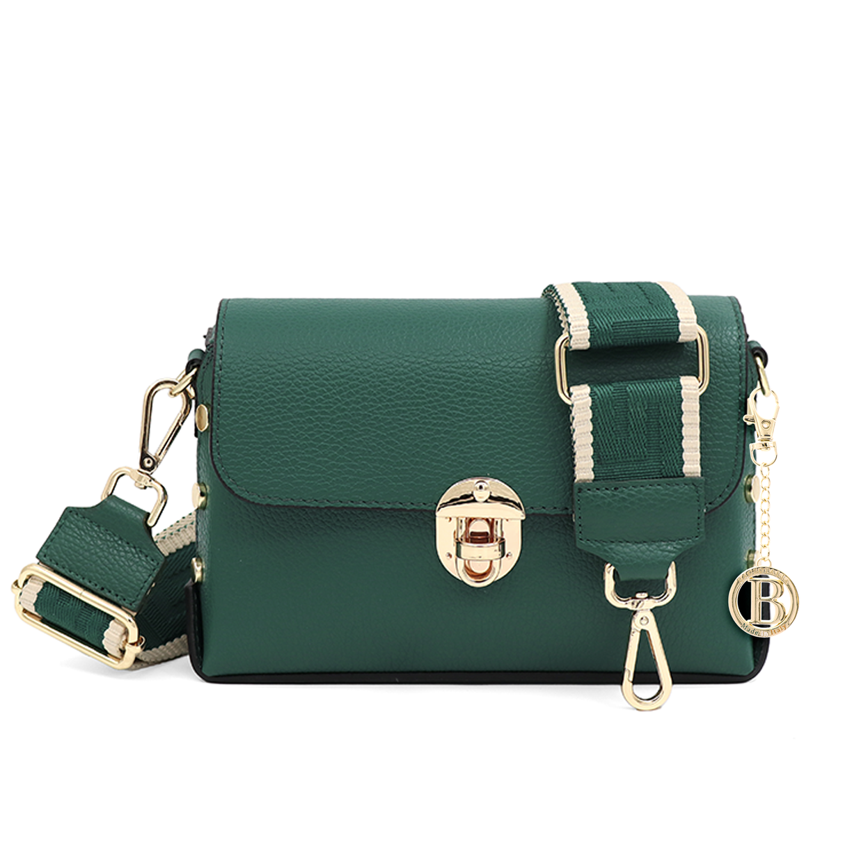 Geantă din piele naturală de umăr damă Antoanella - verde închis