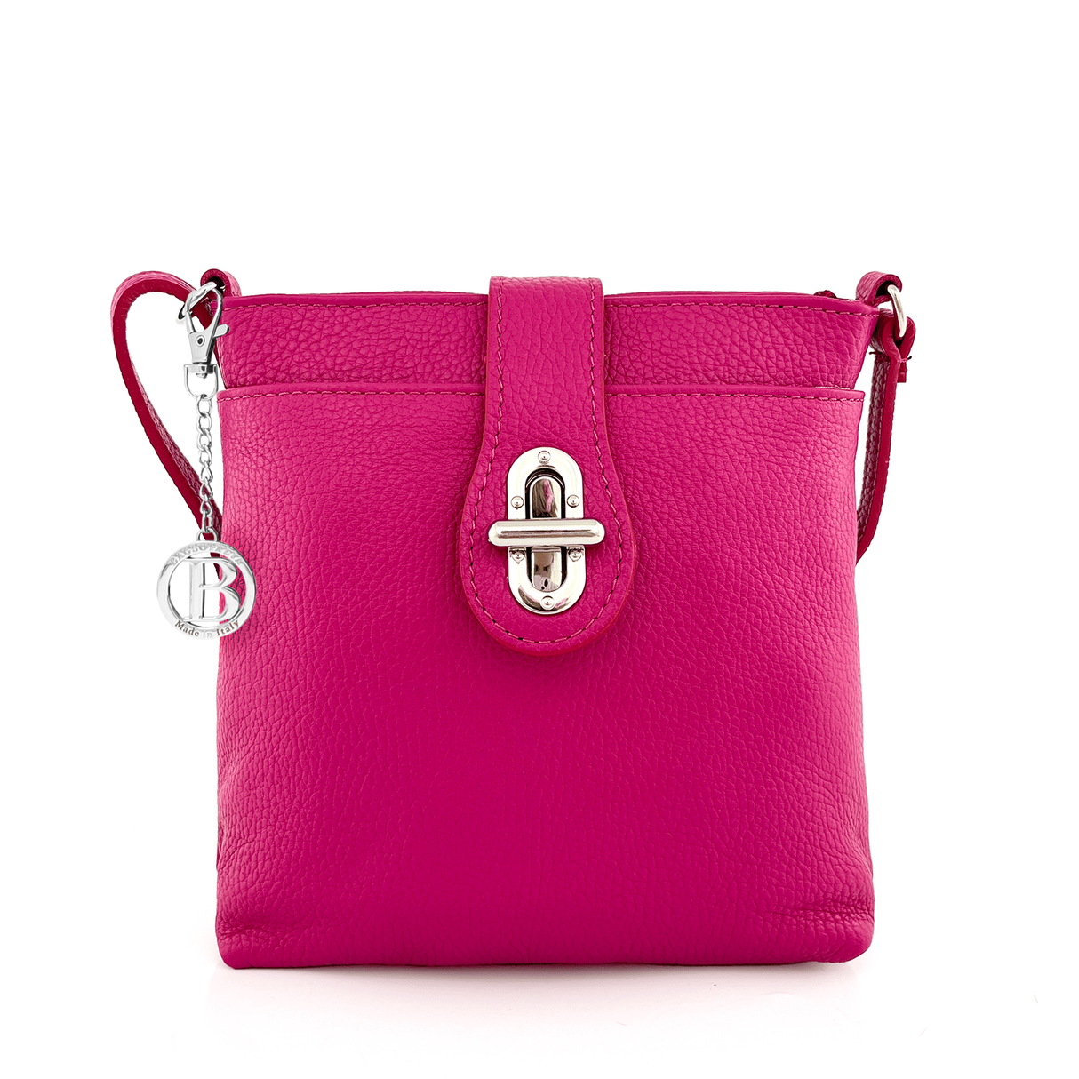 Geantă peste umăr din piele naturală Andria - fucsie