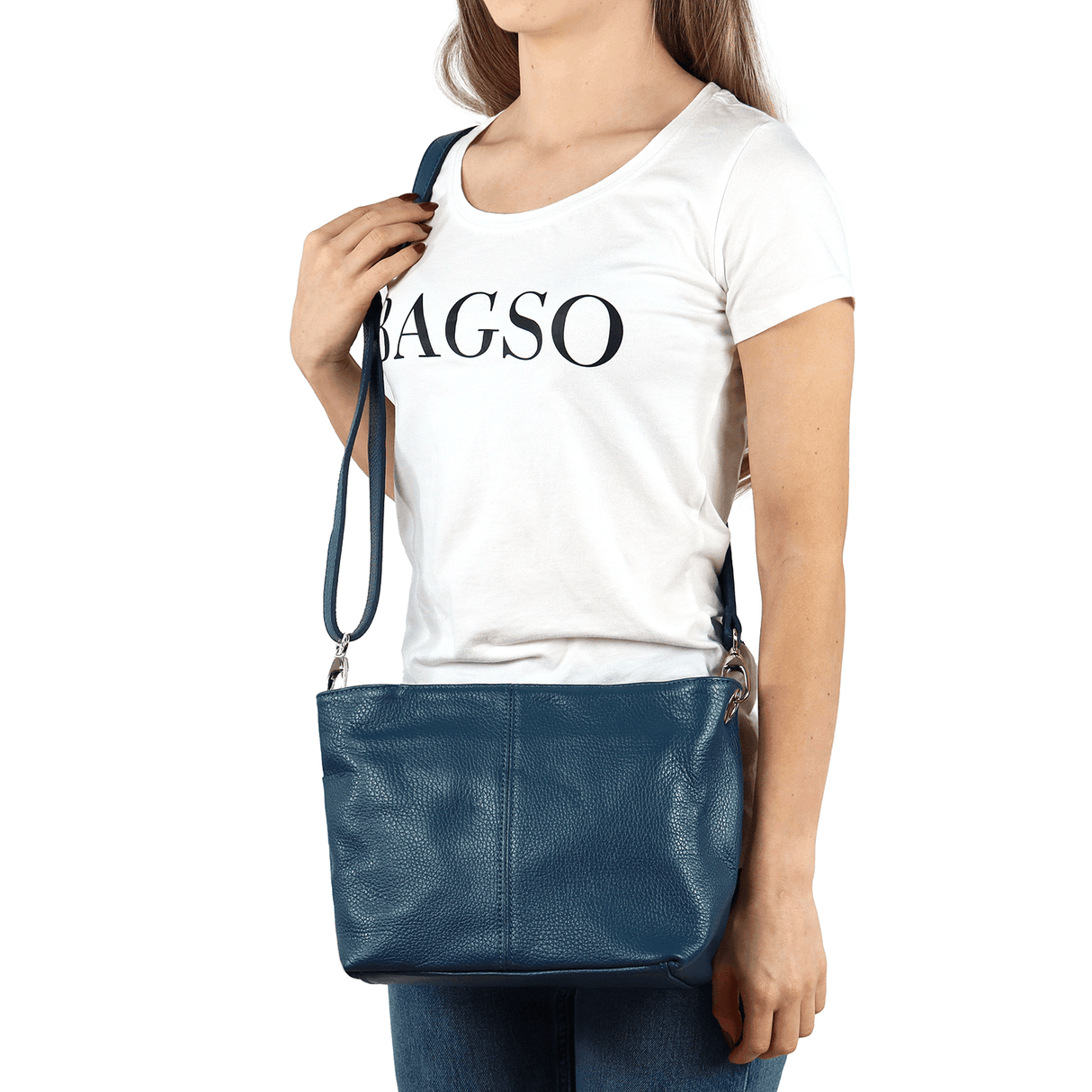 Geantă din piele naturală de umăr Kika - Maro închis