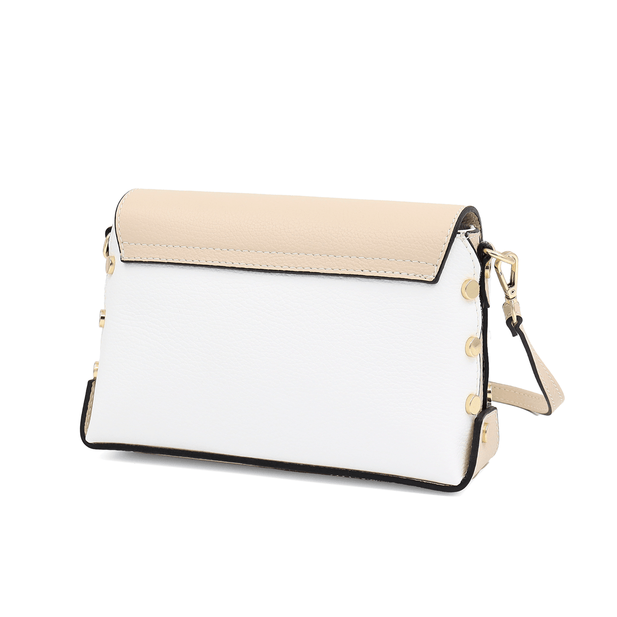 Geantă din piele naturală de umăr damă Antoanella - bej/alb