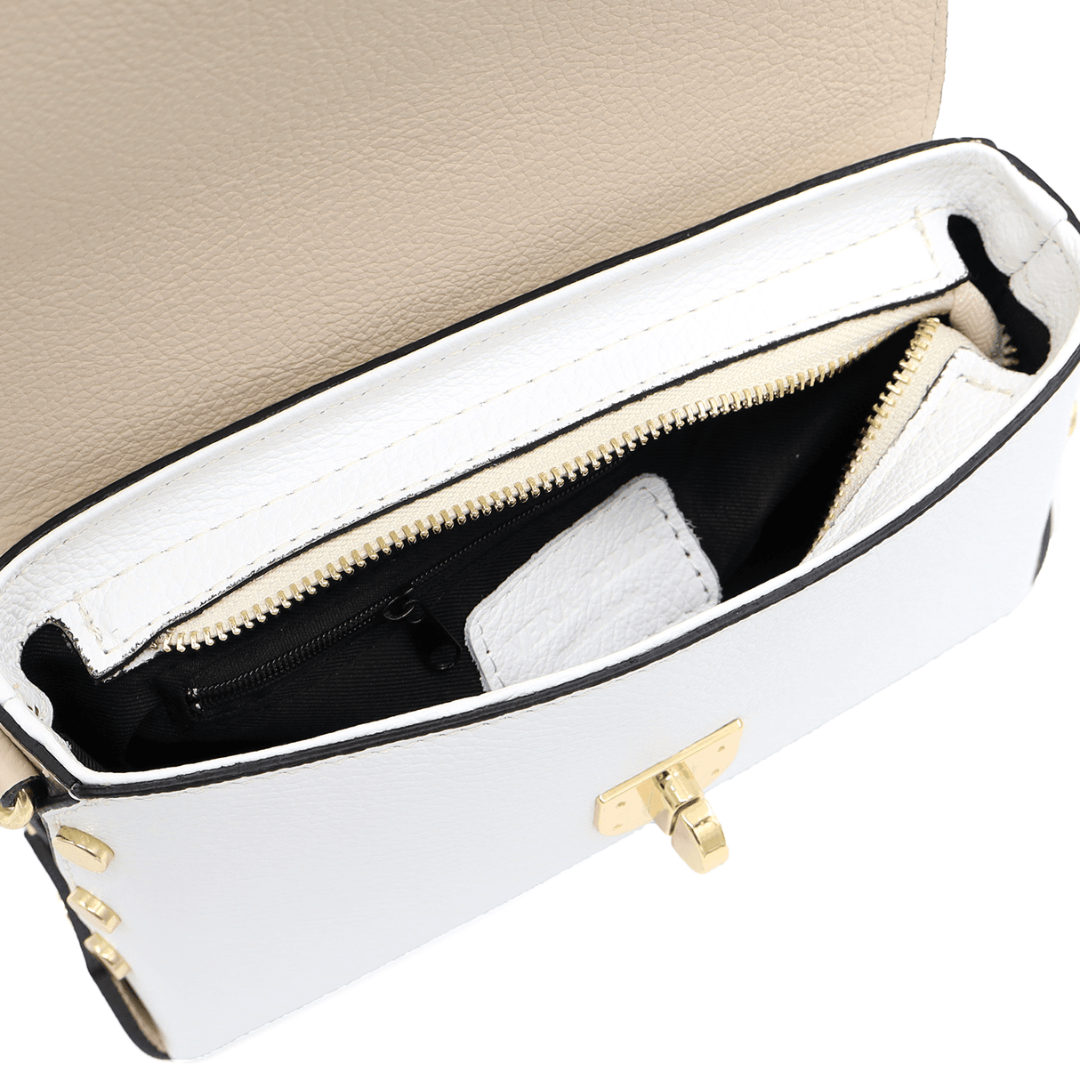 Geantă din piele naturală de umăr damă Antoanella - bej/alb