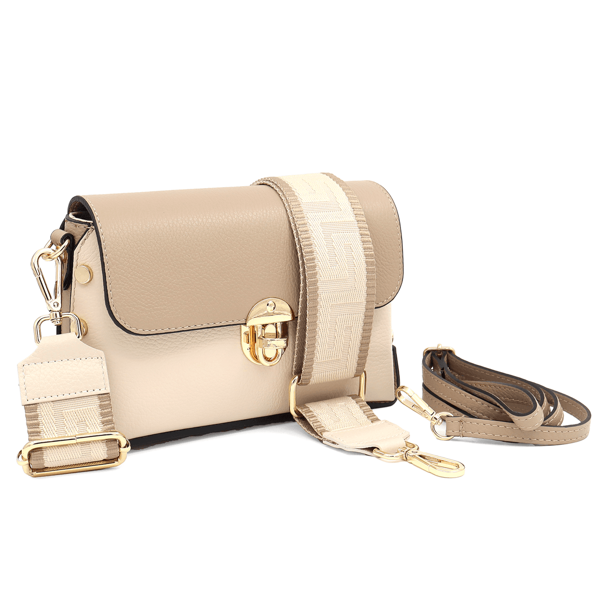 Geantă din piele naturală de umăr damă Antoanella - bej/maro deschis