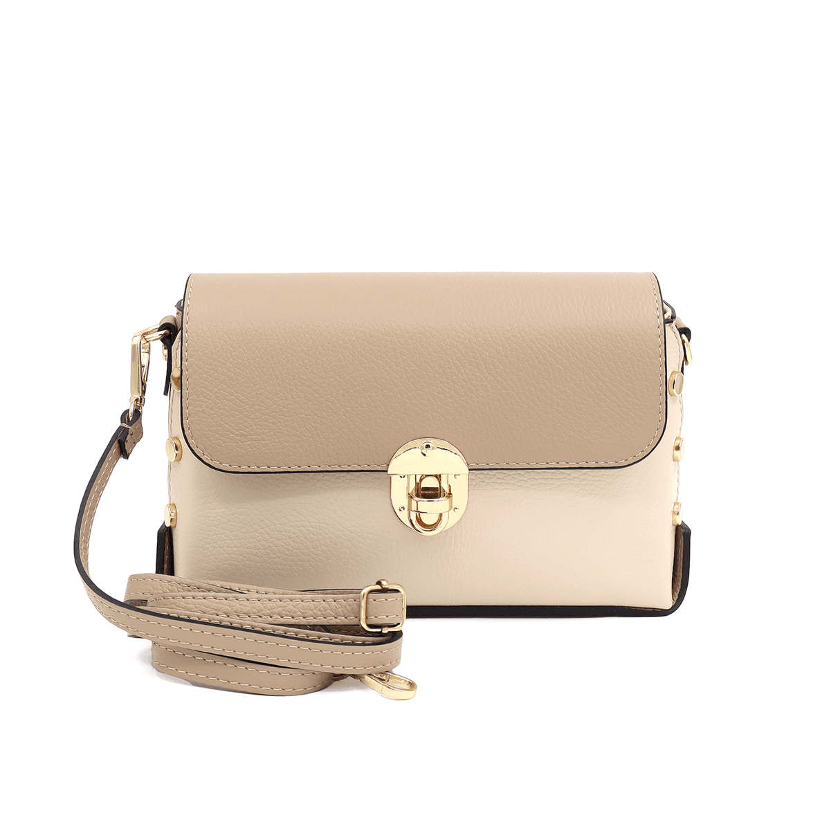 Geantă din piele naturală de umăr damă Antoanella - bej/maro deschis