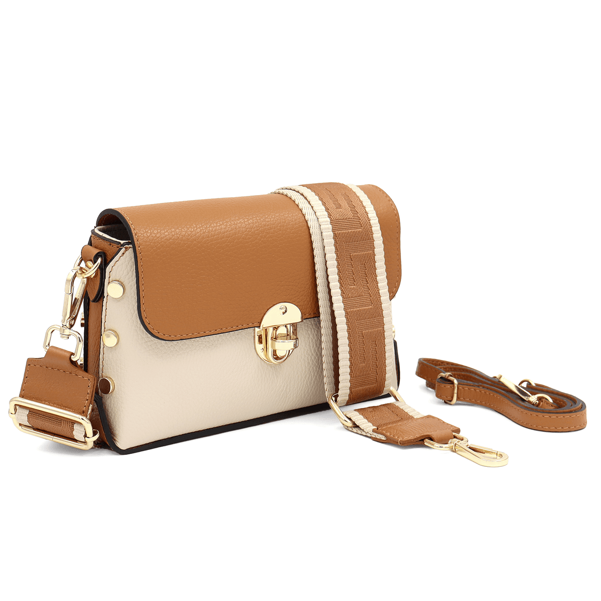 Geantă de damă din piele naturală Antoanella - bej/maro cărămiziu