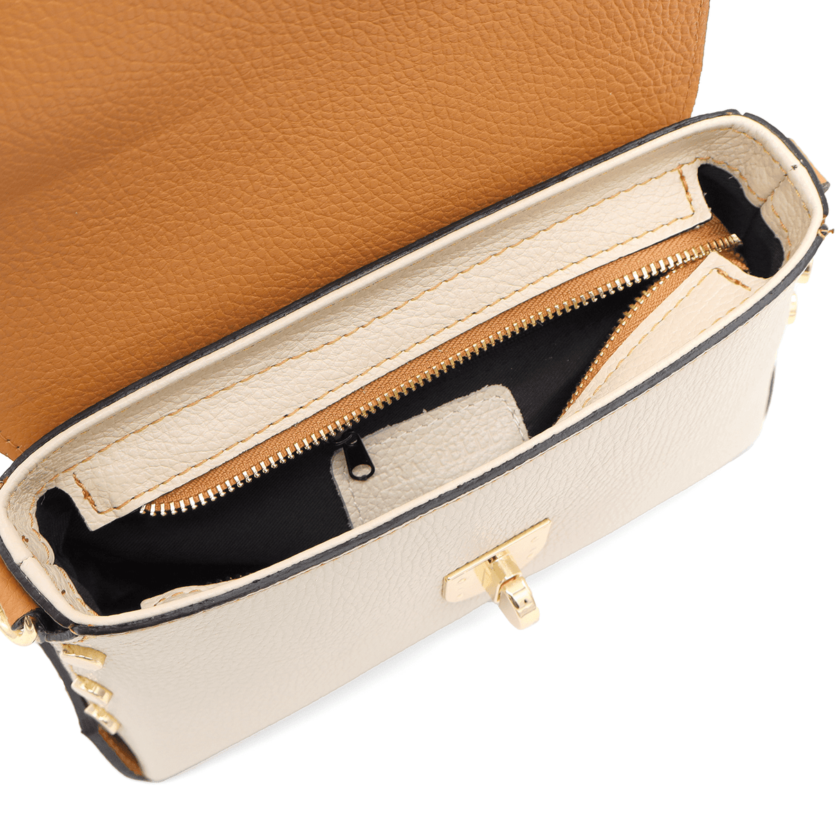 Geantă de damă din piele naturală Antoanella - bej/maro cărămiziu